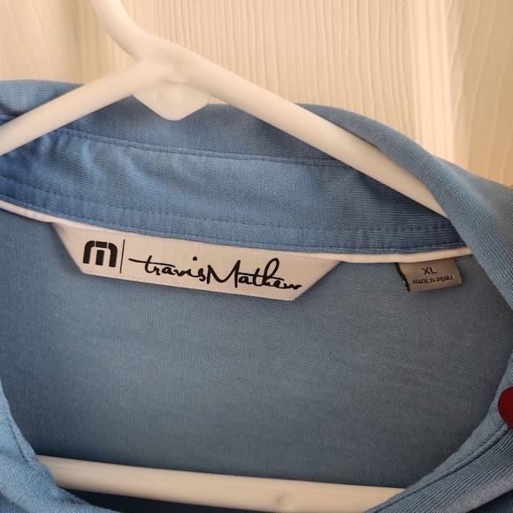 Travis Mathew Blue Stripe Regular Fit SS Performance Golf Polo Shirt Men's XL - Picture 3 of 7